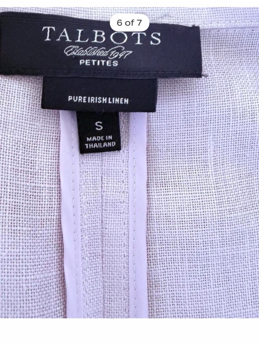 Talbots Lilac Open-Front 100% Irish Linen Jacket - Picture 6 of 7